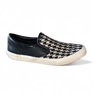 Inkkas Black White Houndstooth Slip-On‎ Sneakers Size 6 Women's